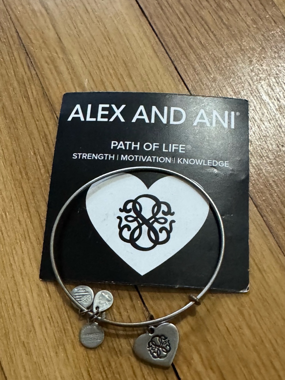 Alex and Ani Silver Path of Life Heart Charm Bangle
